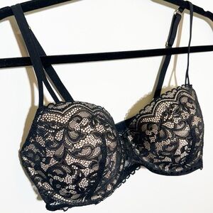 NWOT Gilligan & O’Malley Black Lace Push-up Bra Size 36D